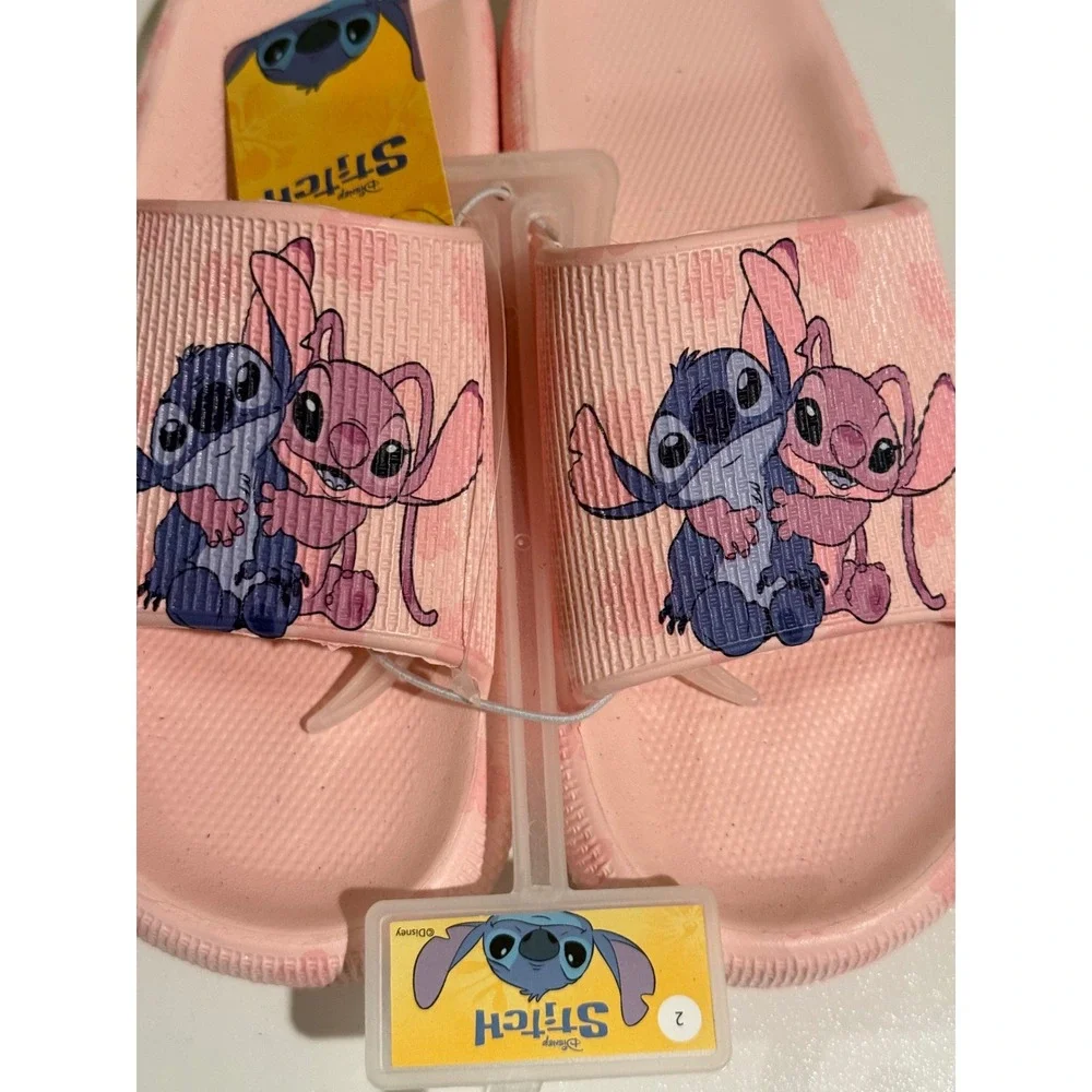Disney Stitch and Angel Kids Pink Slide Sandals Size 2 CH100464 New